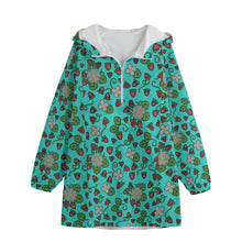 Load image into Gallery viewer, Strawberry Dreams Turquoise Long Windbreaker
