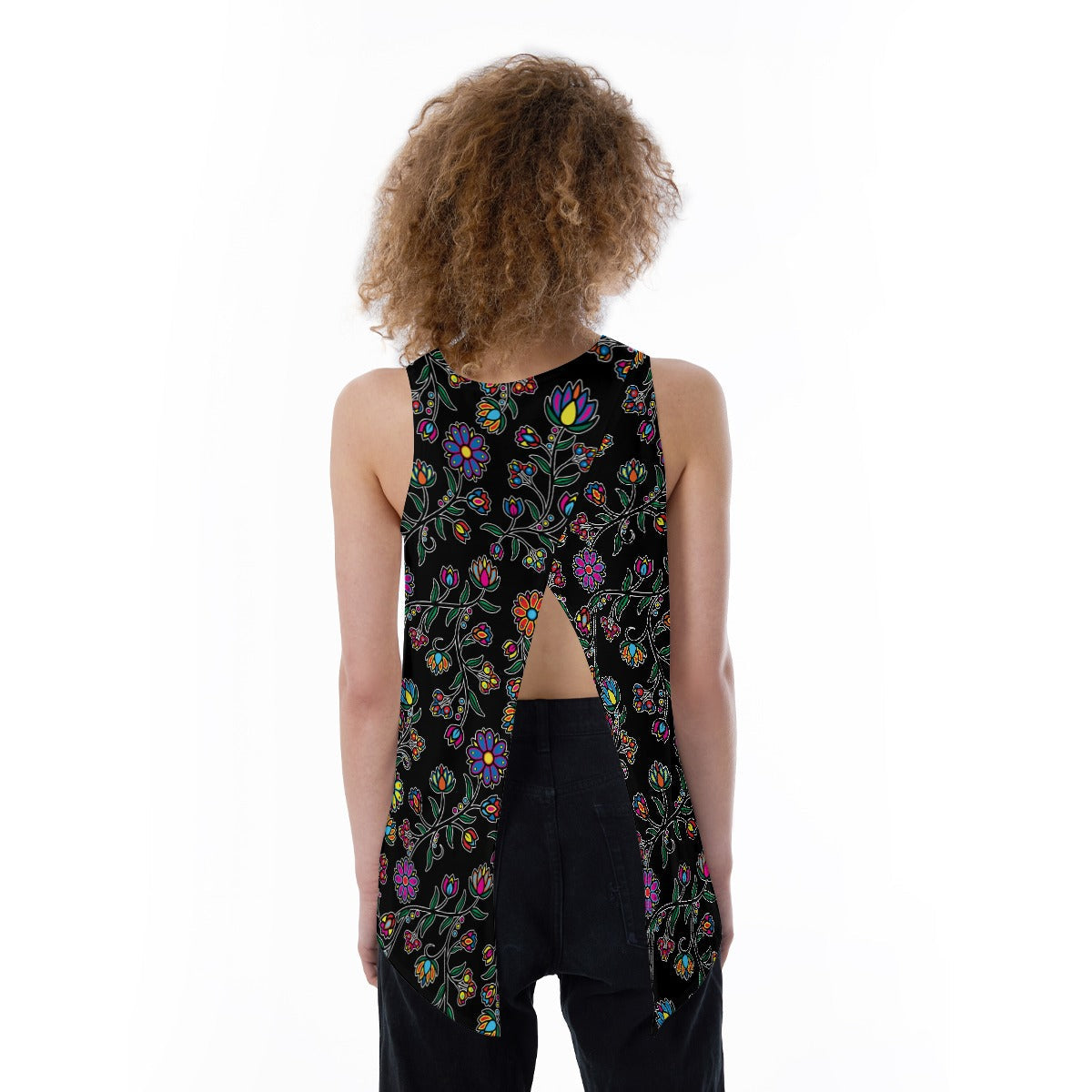 Cosmic Whisper Black Split Back Tank Top