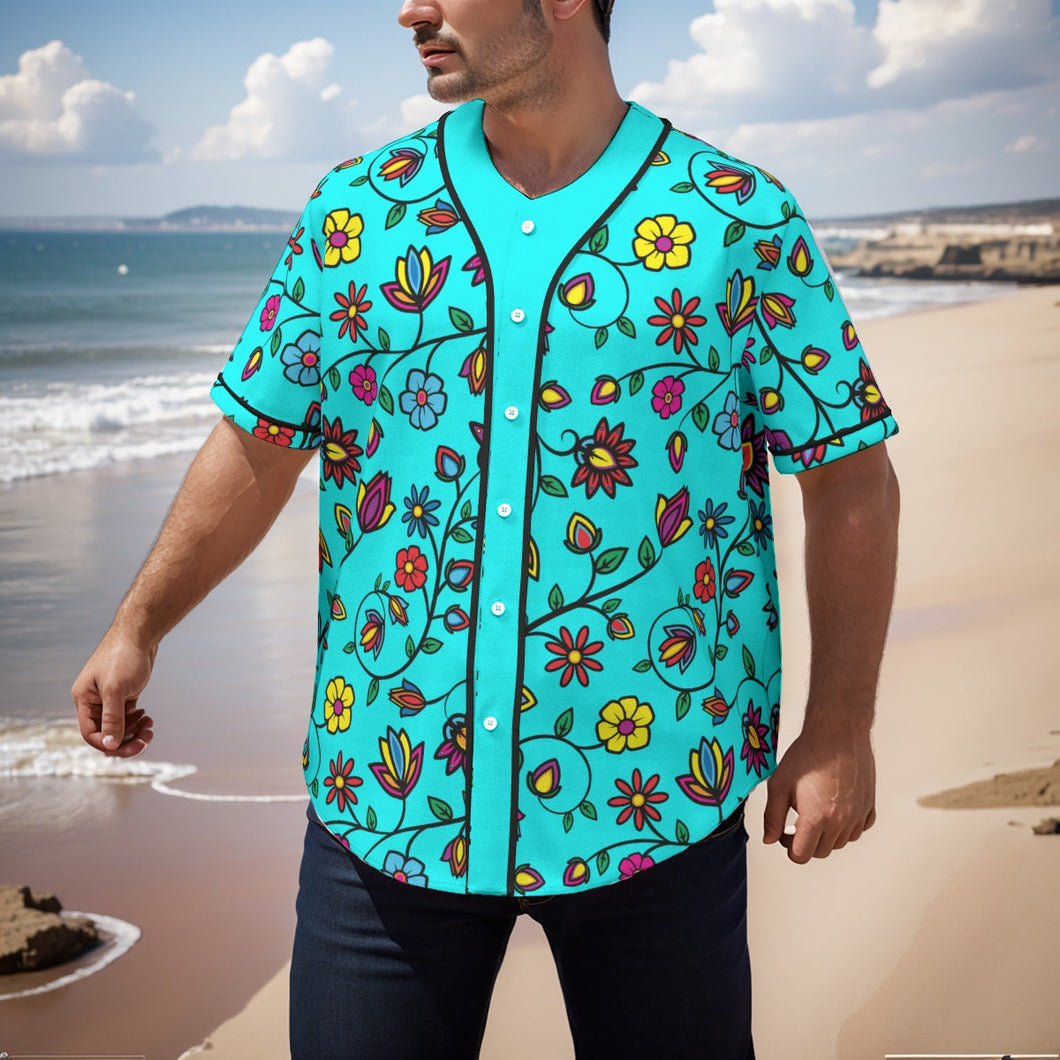 Nature's Nexus Turquoise Short Sleeve Baseball Jersey