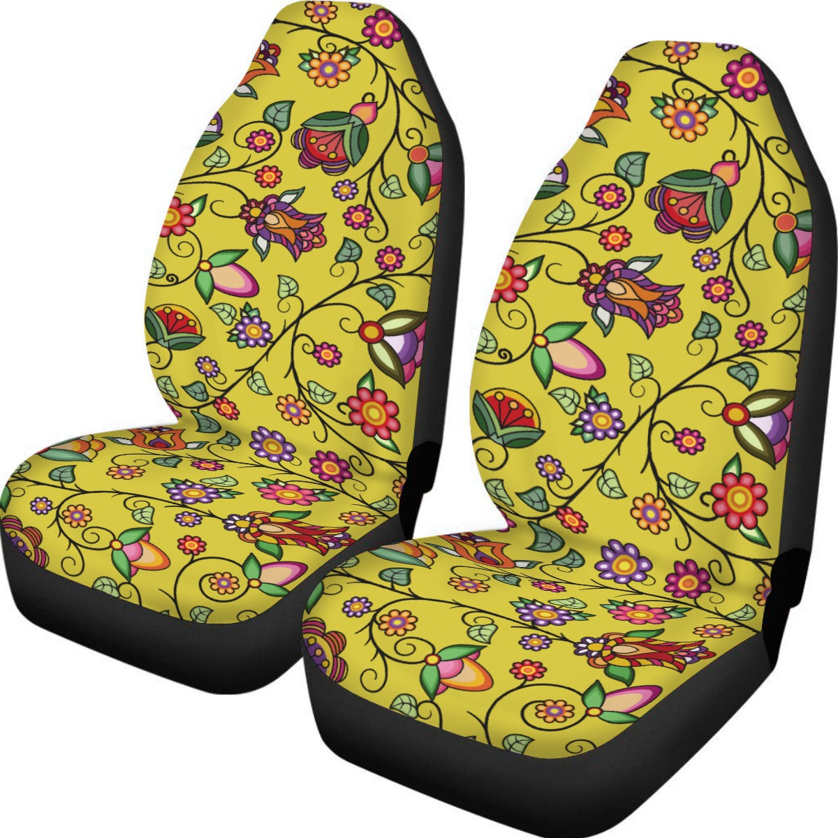 Heartbeat Petals Yellow Universal Car Seat Cover With Thickened Back