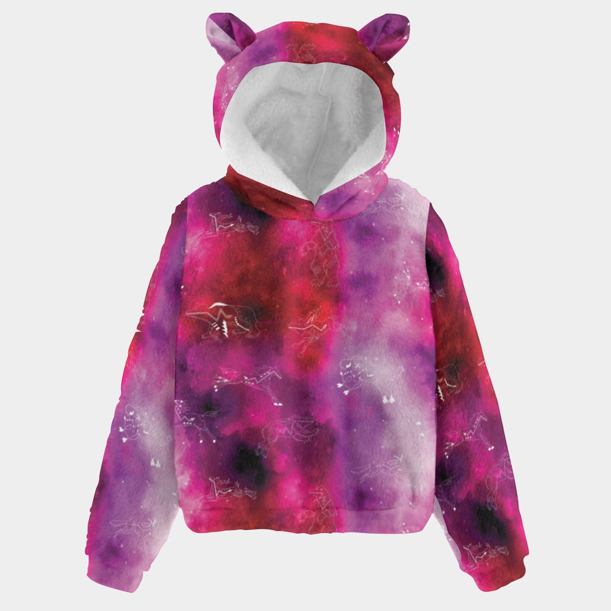 Animal Ancestors 8 Gaseous Clouds Pink and Red Youth Hoodie With Ears