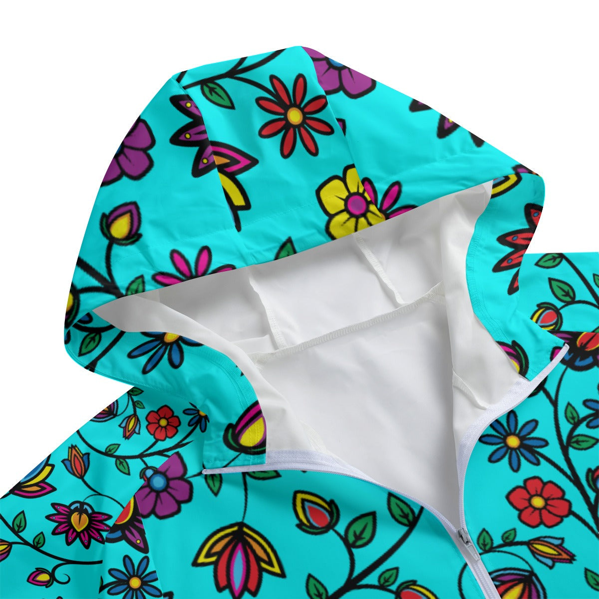 Nature's Nexus Turquoise Long Windbreaker