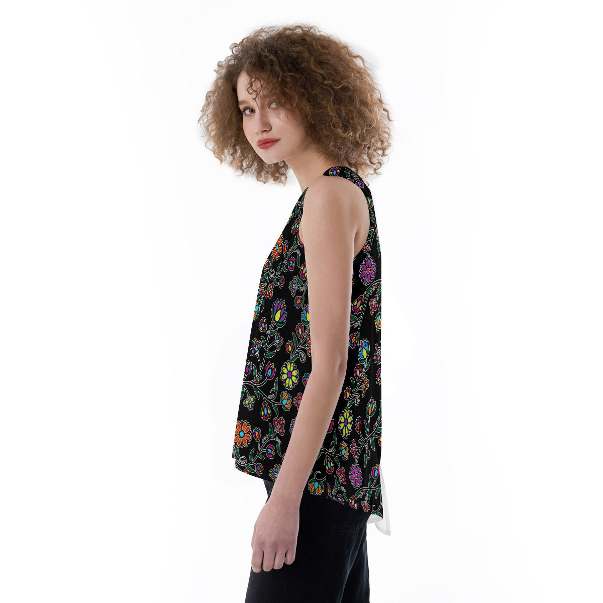 Cosmic Whisper Black Split Back Tank Top