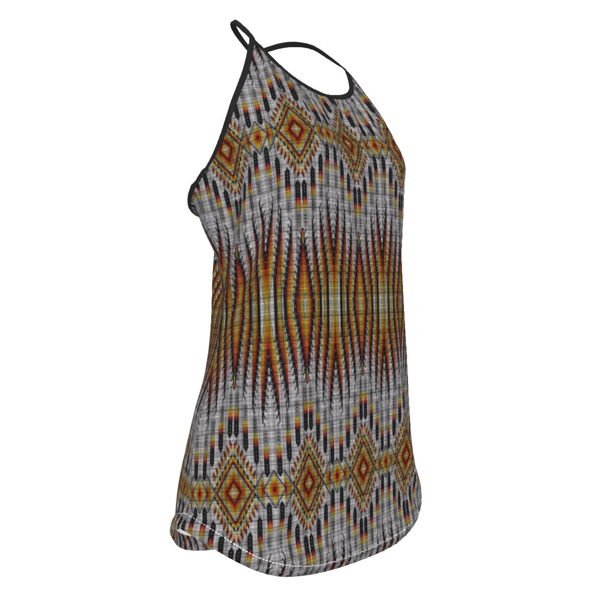 Fire Feather White Criss-Cross Open Back Tank Top