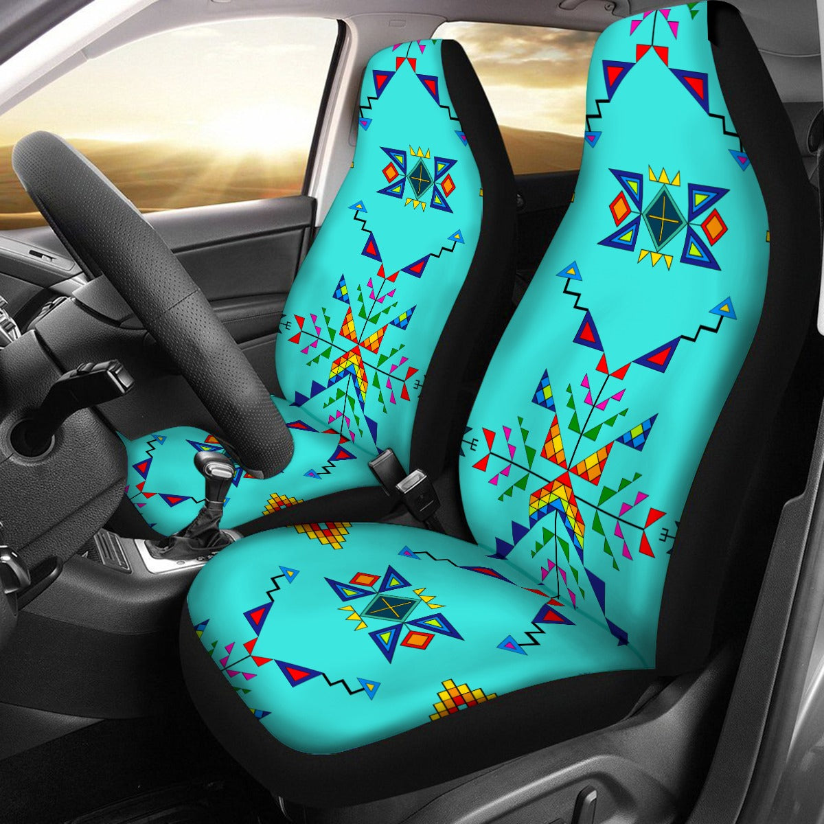 Buffalo Jump Turquoise Universal Car Seat Cover With Thickened Back