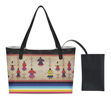 Load image into Gallery viewer, Ledger Round Dance Midnight Shopping Tote Bag With Mini Purse
