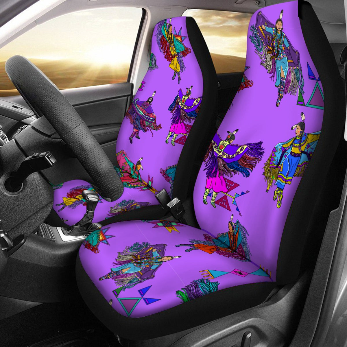 Women's Fancy Dancers Purple Universal Car Seat Cover With Thickened Back