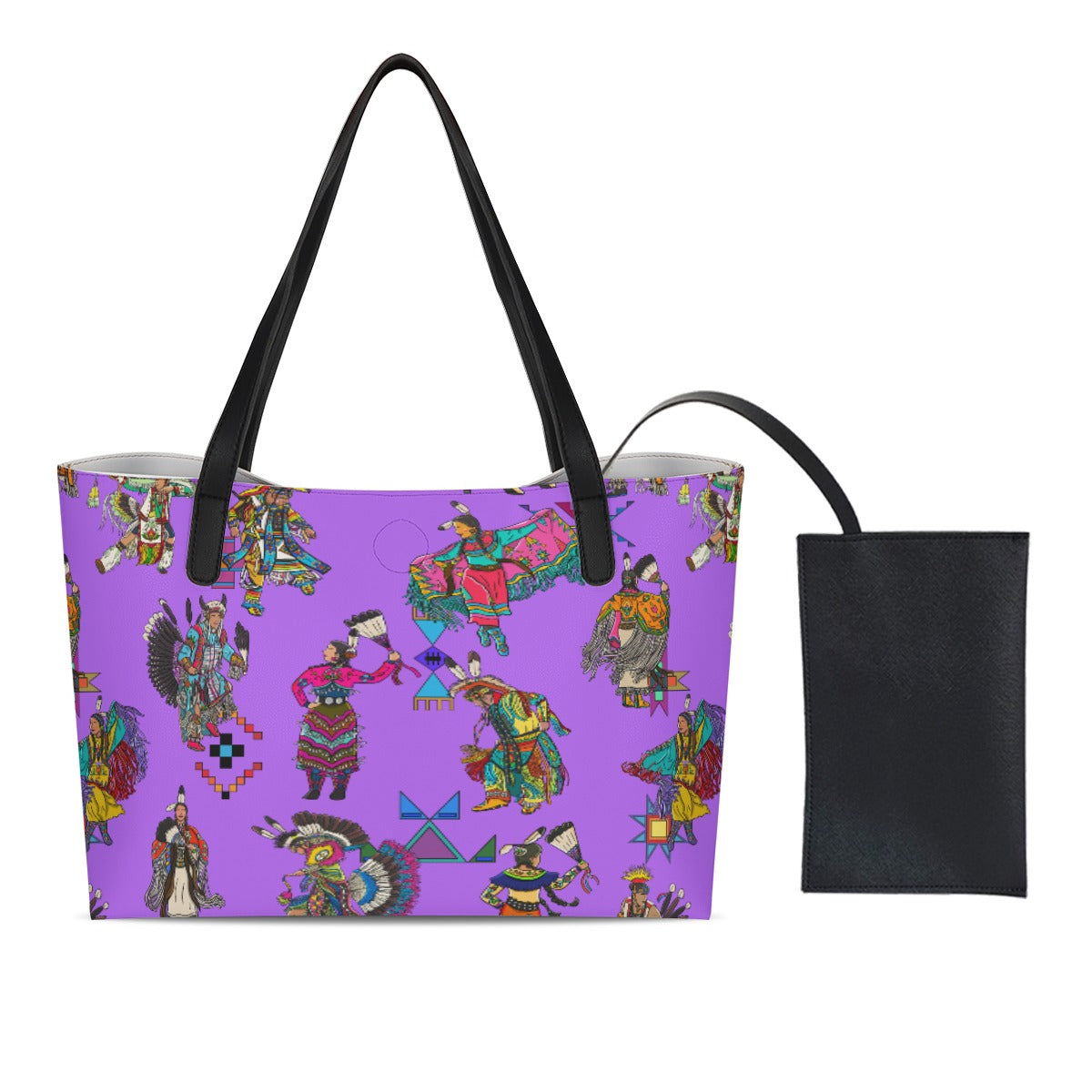 Grand Entry Dancers Purple Shopping Tote Bag With Black Mini Purse