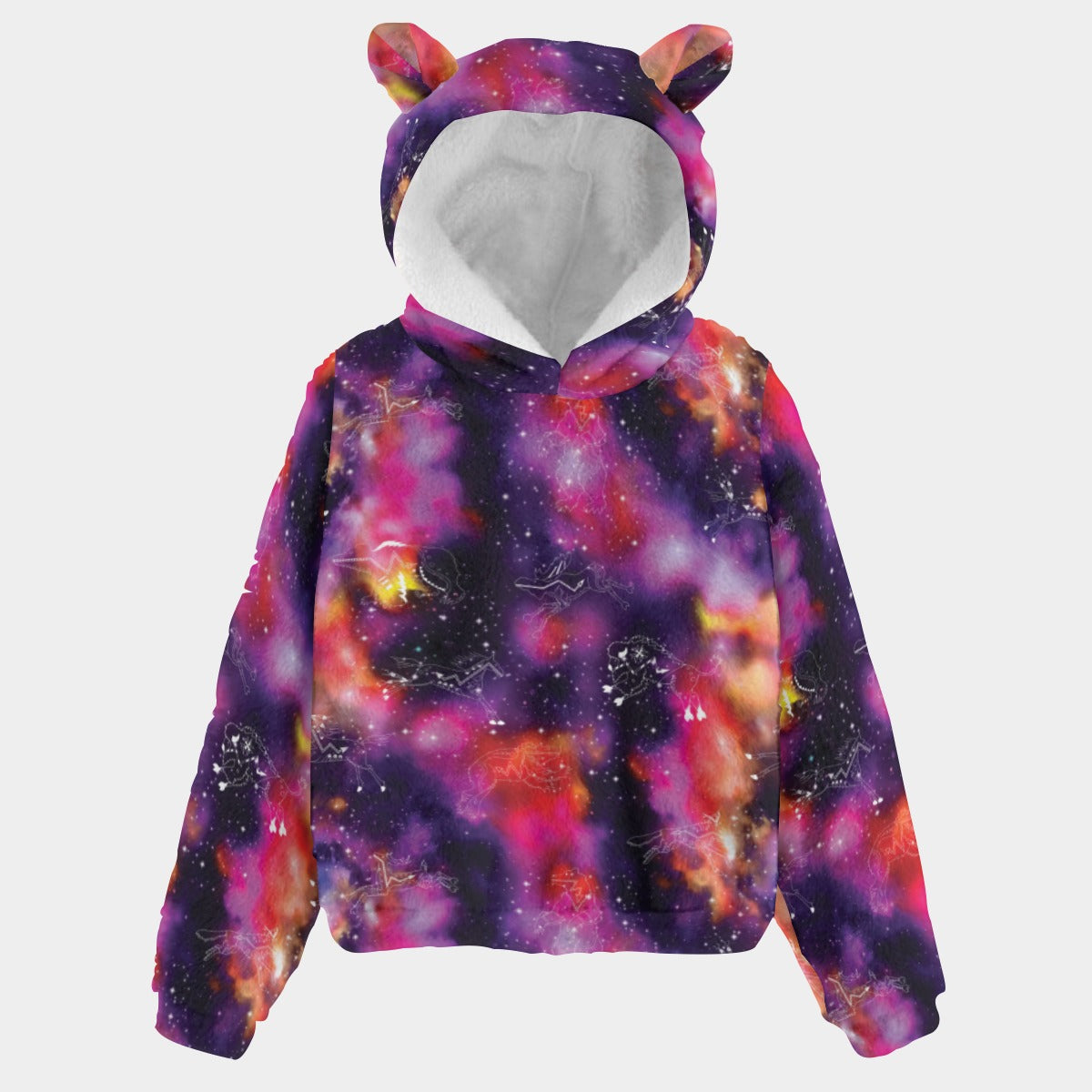Animal Ancestors 9 Cosmic Swirl Purple and Red Youth Hoodie With Ears