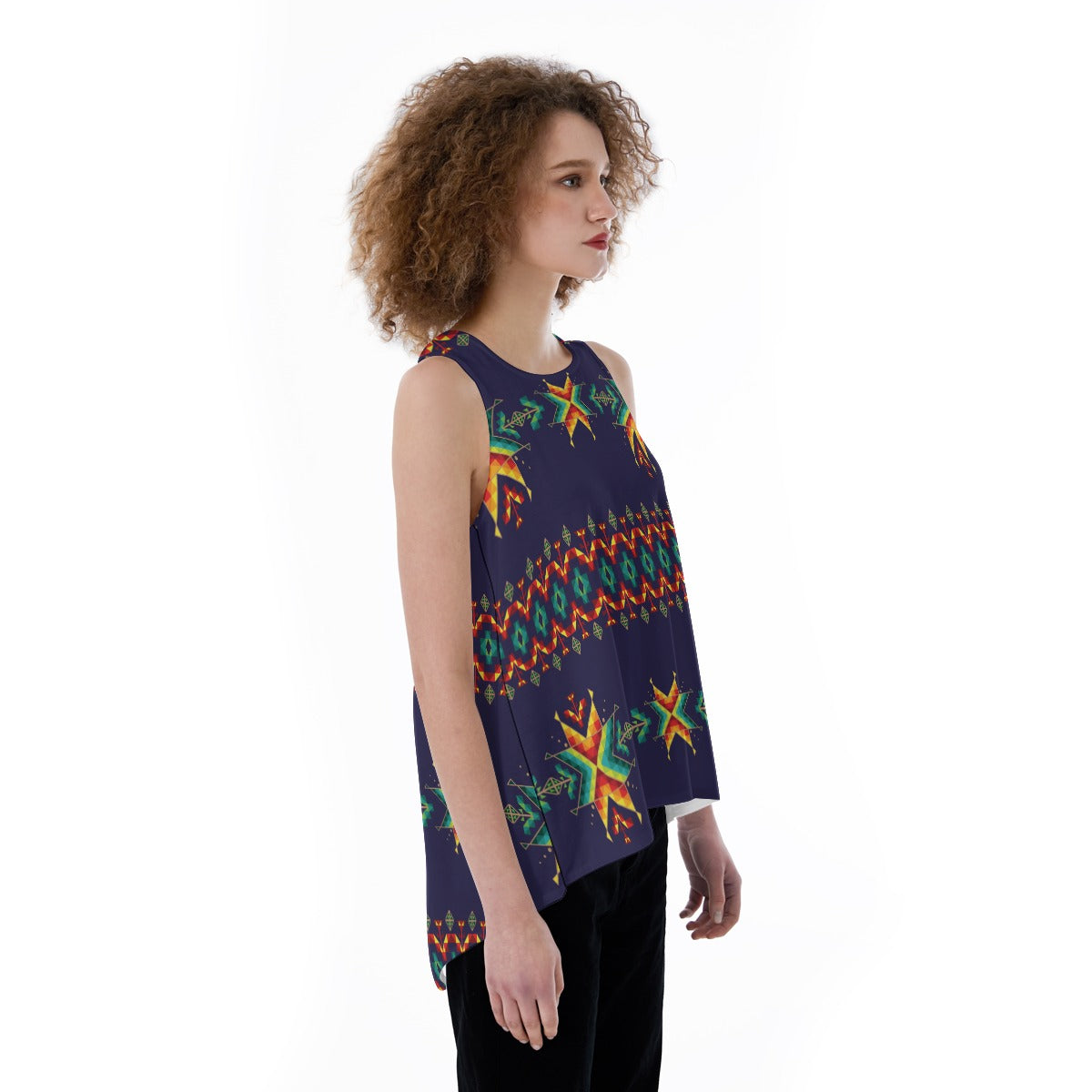Dreams Of Ancestors Indigo Shade Split Back Tank Top