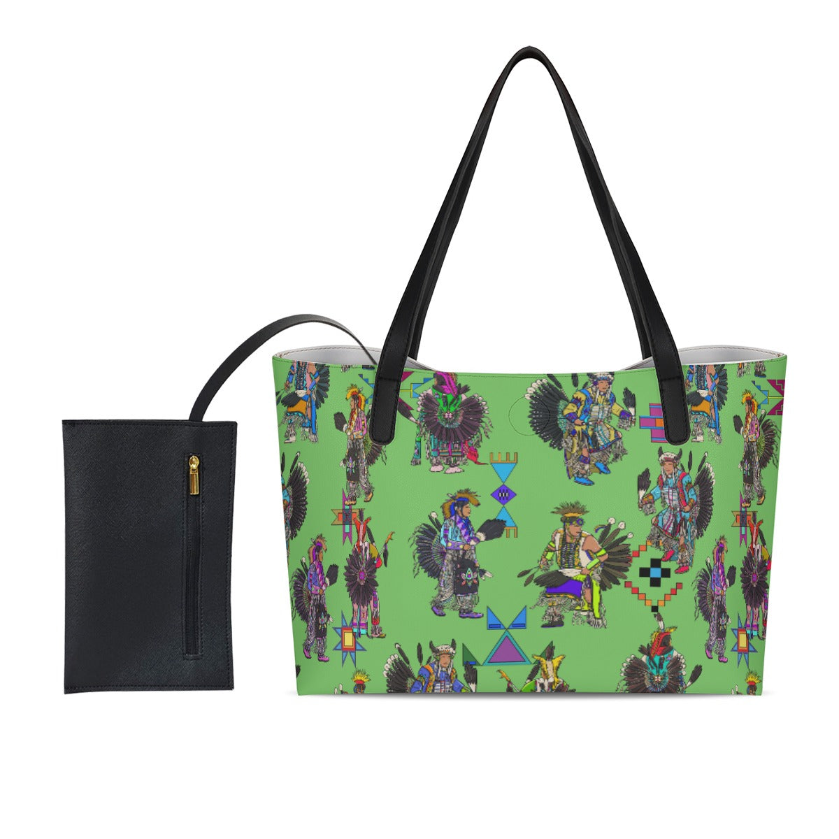 Men's Tradish Dancers Grass Shopping Tote Bag With Black Mini Purse