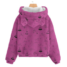 Load image into Gallery viewer, Ledger Dabbles Magenta Kid’s Borg Fleece Hoodie With Ear
