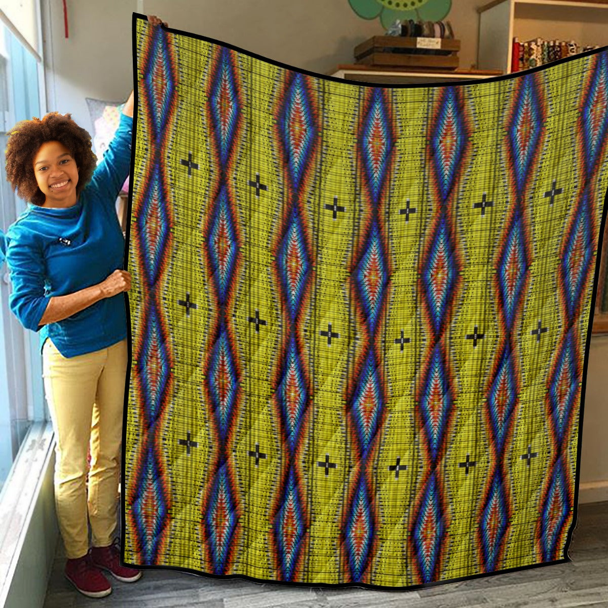 Diamond in the Bluff Yellow Lightweight Quilt