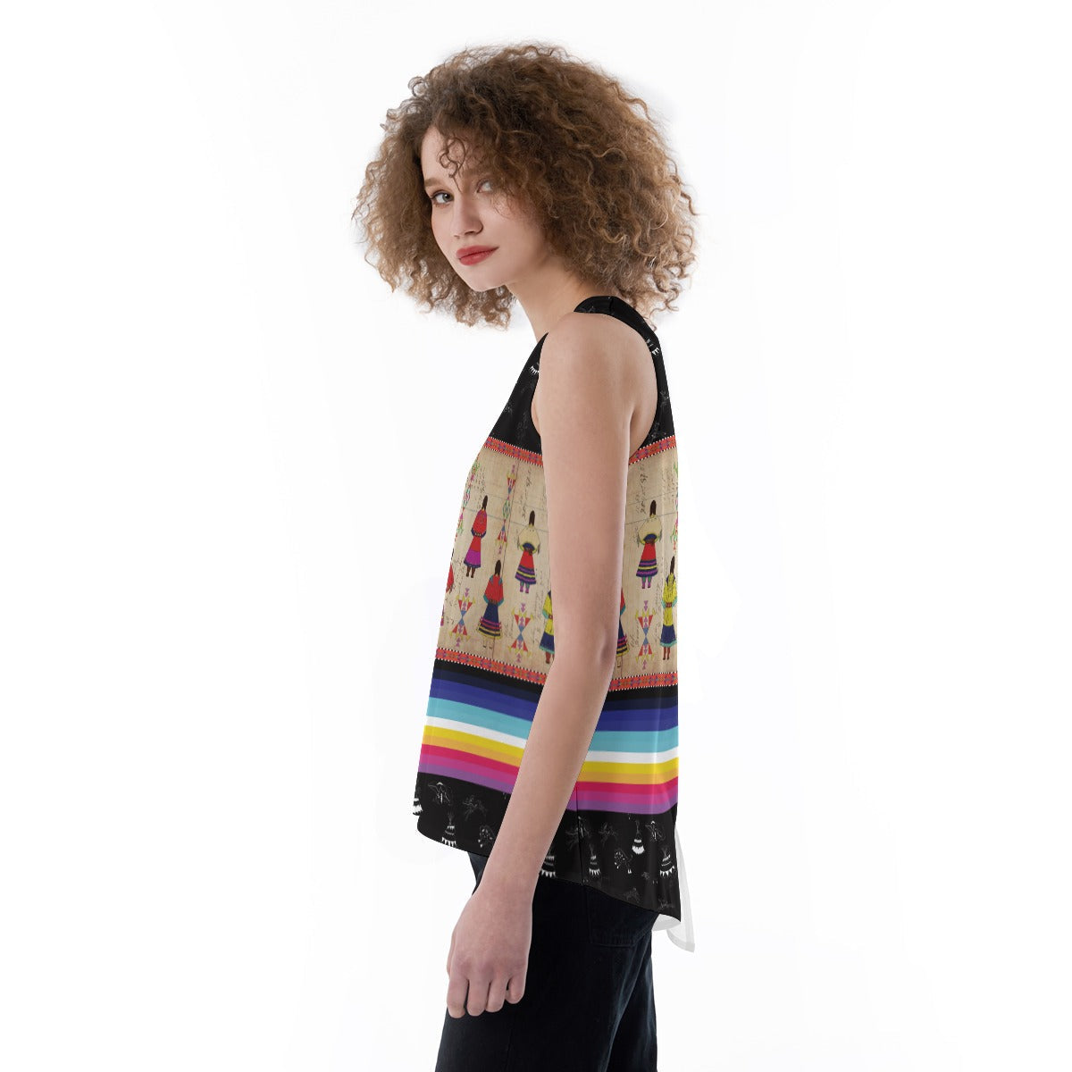 Ledger Round Dance Midnight Split Back Tank Top