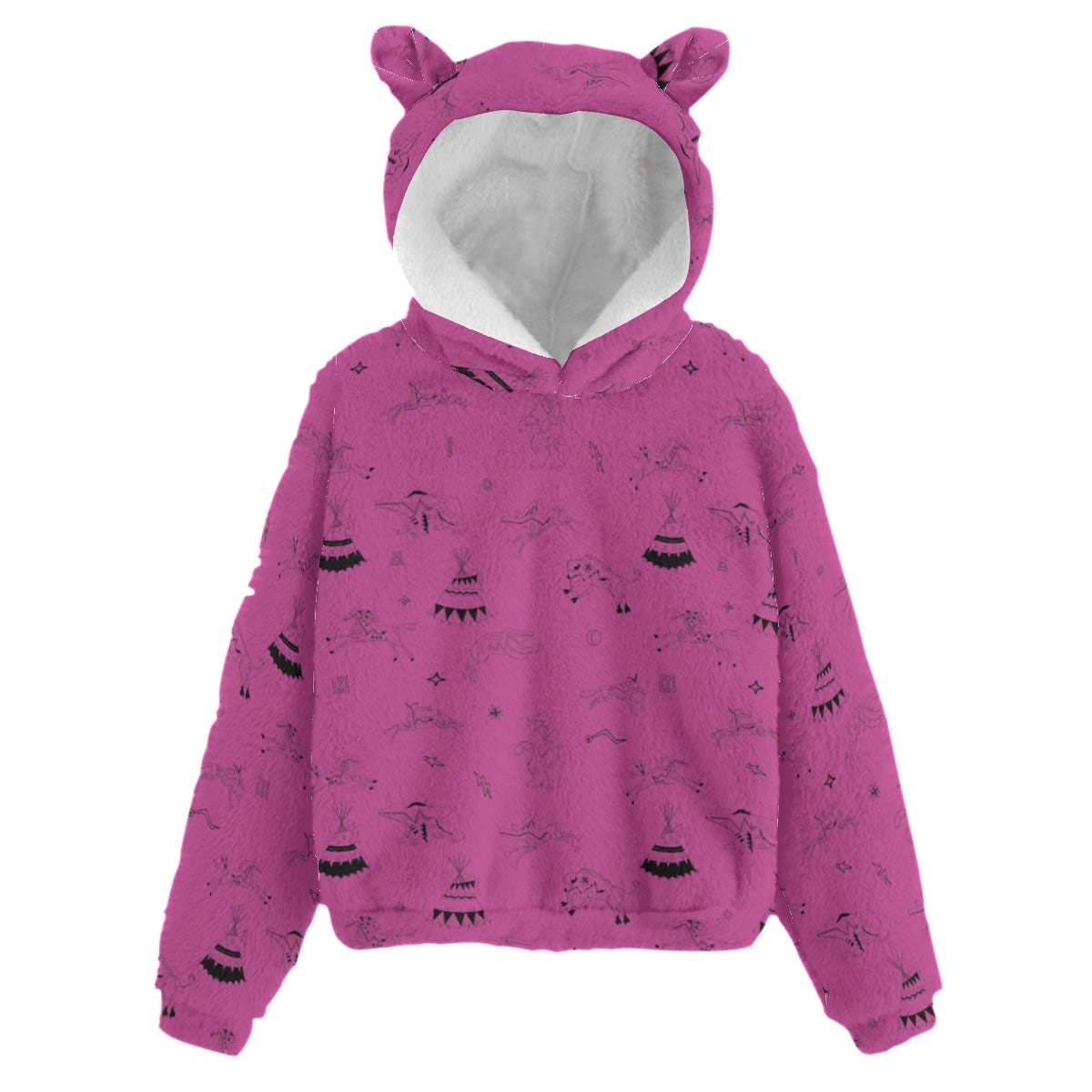 Ledger Dabbles Magenta Kid’s Borg Fleece Hoodie With Ear