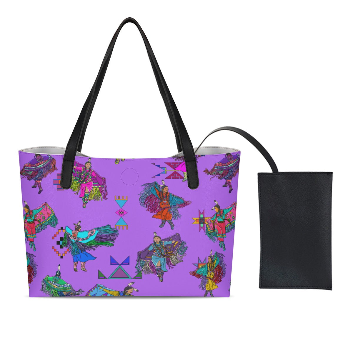 Women's Fancy Dancers Purple Shopping Tote Bag With Black Mini Purse