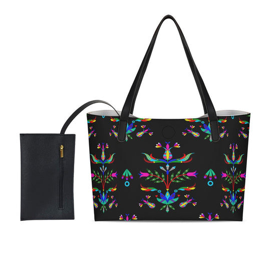 Dakota Damask Black Shopping Tote Bag With Mini Purse