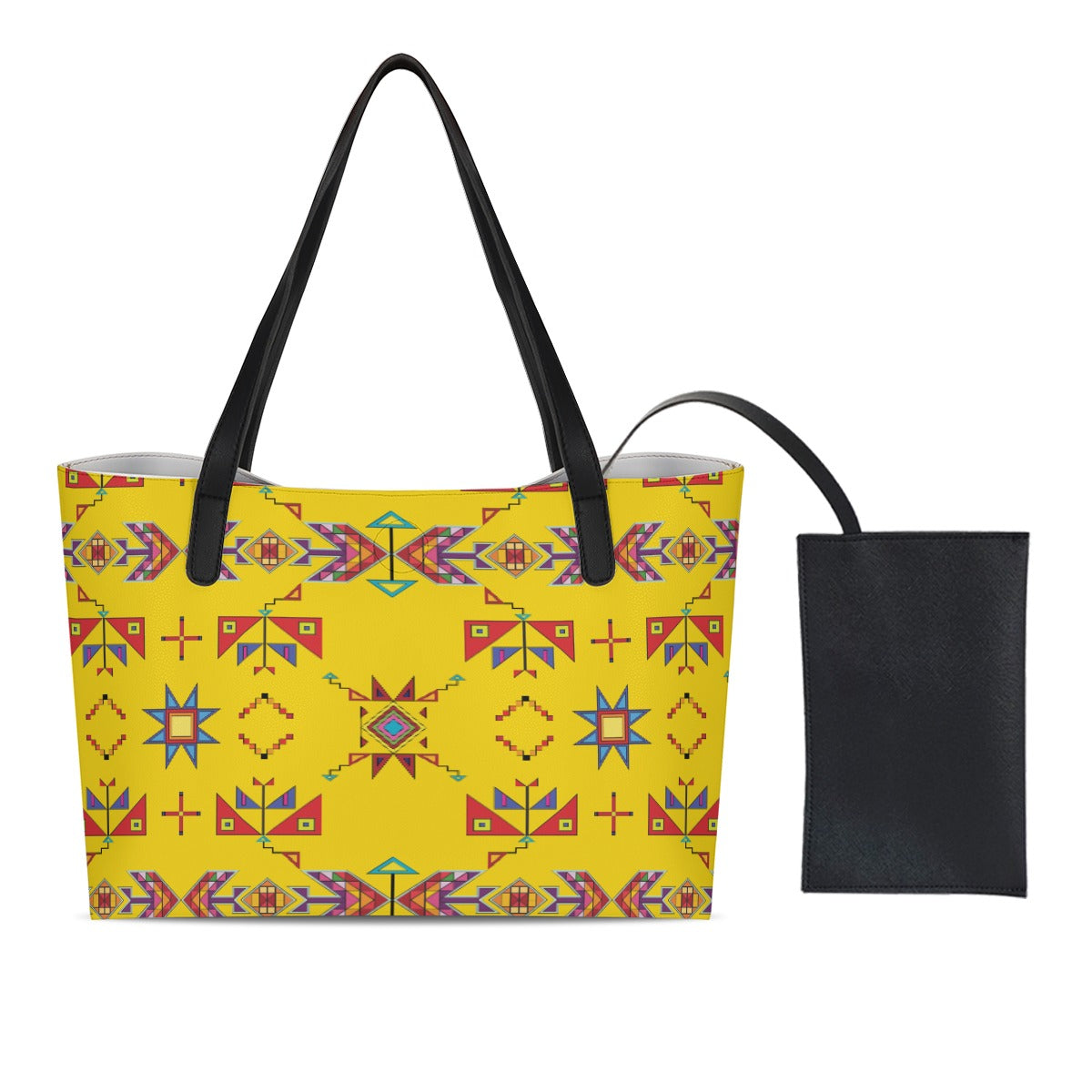 Scattered Generations Maize Shopping Tote Bag With Black Mini Purse