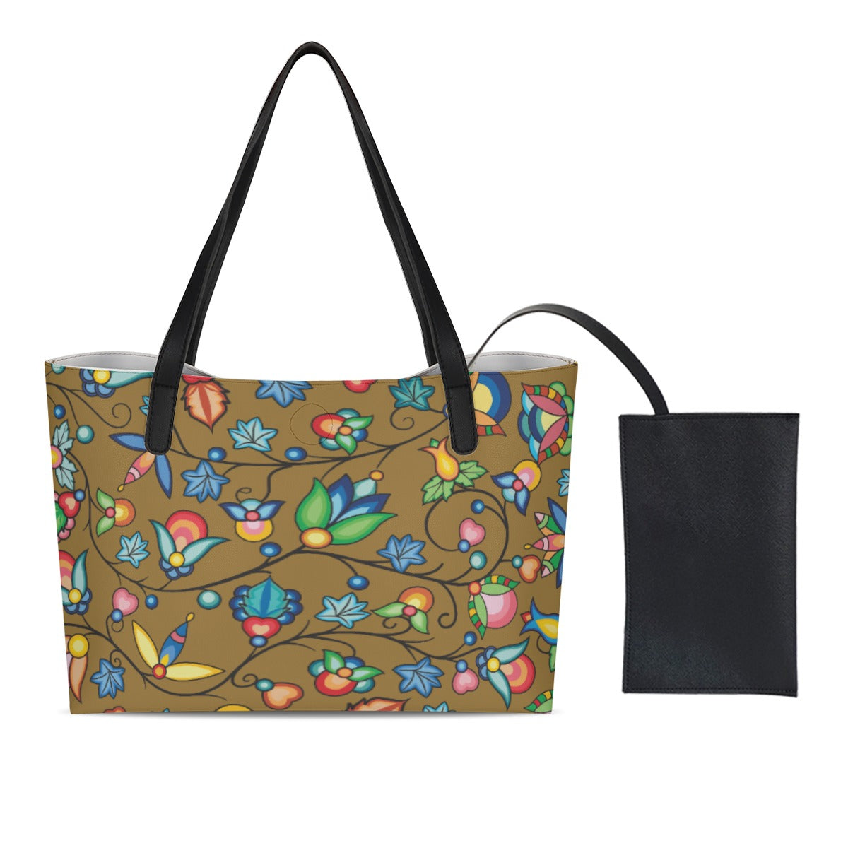 Prairie Plains Spirit Fall Leaves Shopping Tote Bag With Black Mini Purse