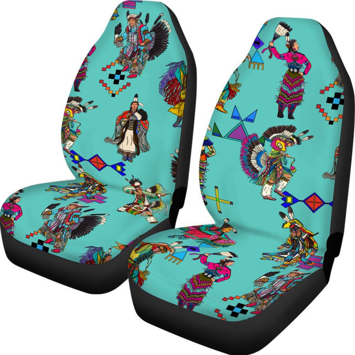 Grand Entry Dancers Eggshell Blue Universal Car Seat Cover With Thickened Back