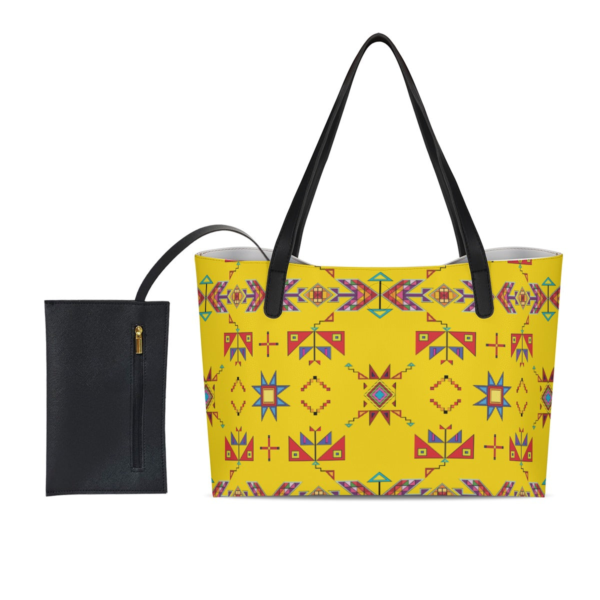 Scattered Generations Maize Shopping Tote Bag With Black Mini Purse