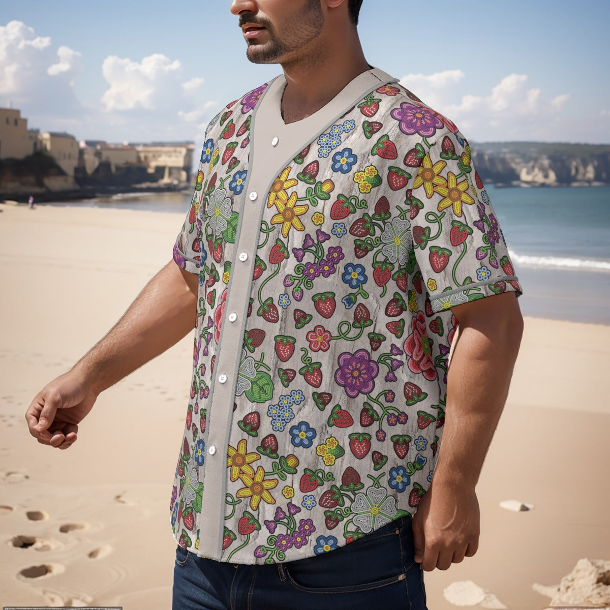 Berry Pop Bright Birch Short Sleeve Baseball Jersey