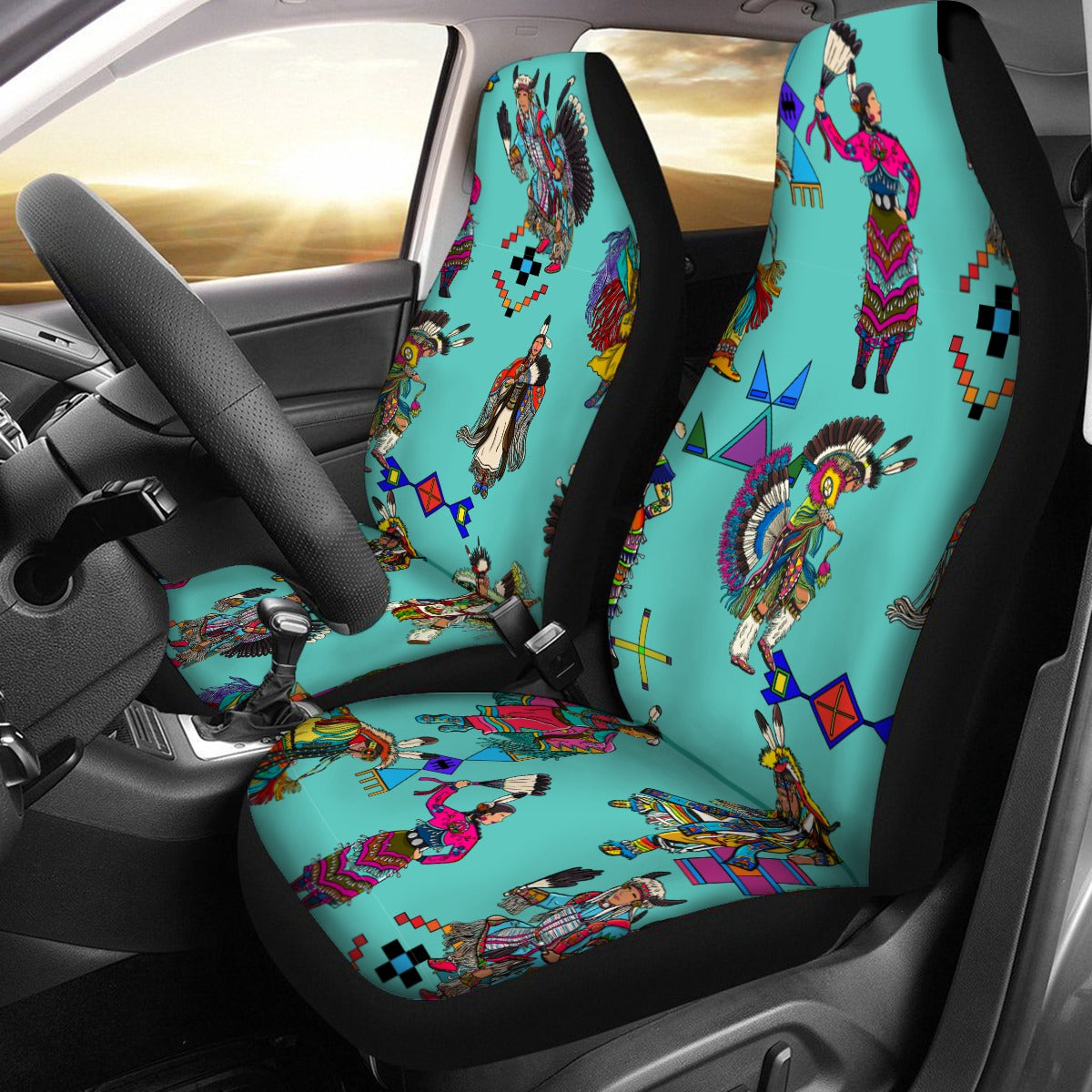 Grand Entry Dancers Eggshell Blue Universal Car Seat Cover With Thickened Back