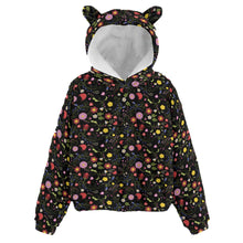 Load image into Gallery viewer, Nipin Blossom Midnight Kid’s Borg Fleece Hoodie With Ear
