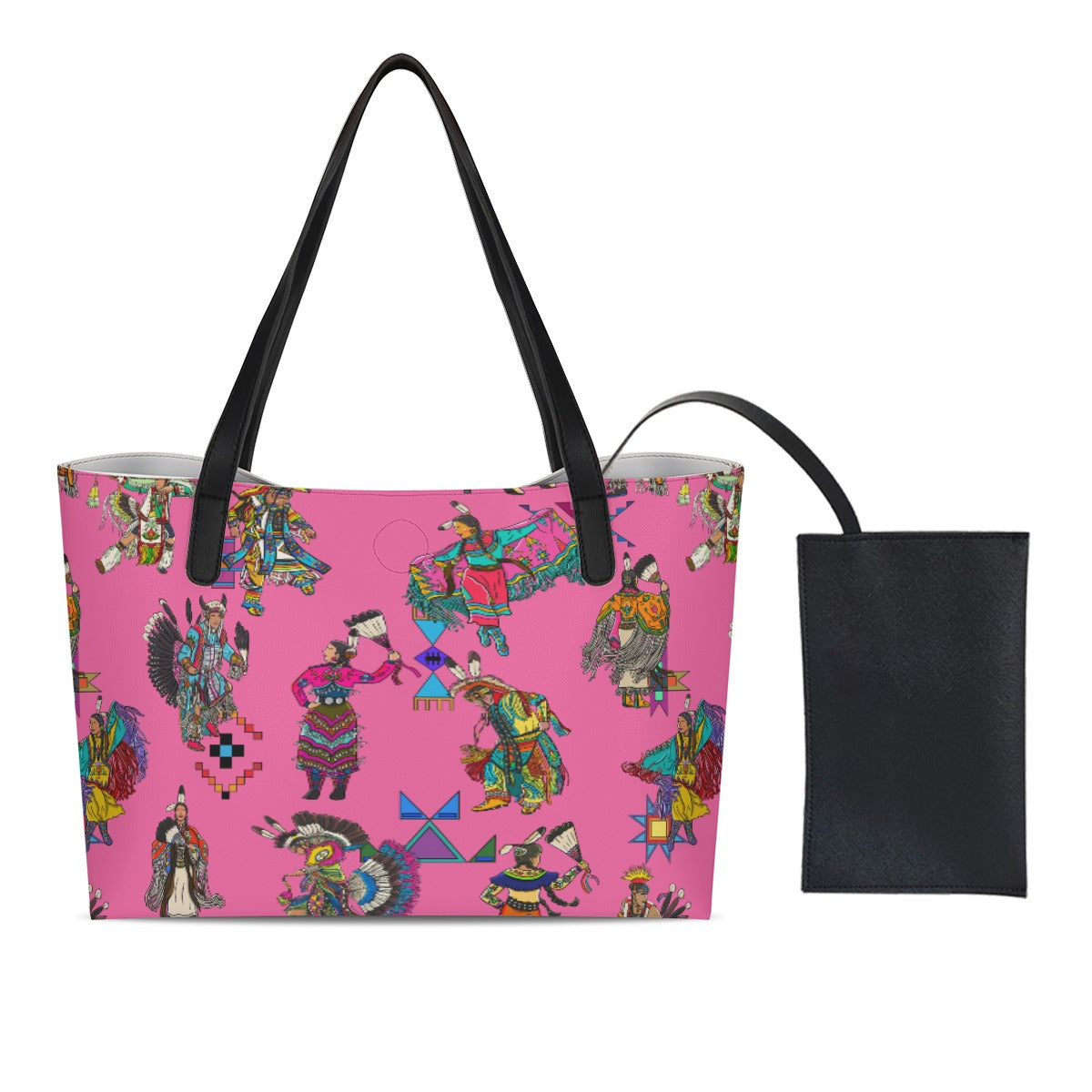 Grand Entry Dancer Pink Shopping Tote Bag With Black Mini Purse