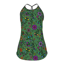 Load image into Gallery viewer, Prairie Paintbrush Sage Criss-Cross Open Back Tank Top
