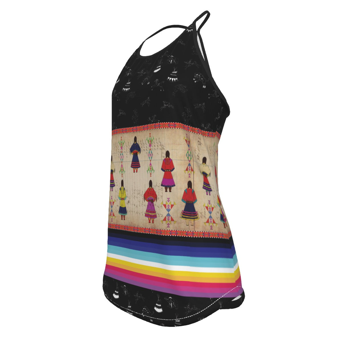 Ledger Round Dance Midnight Criss-Cross Open Back Tank Top