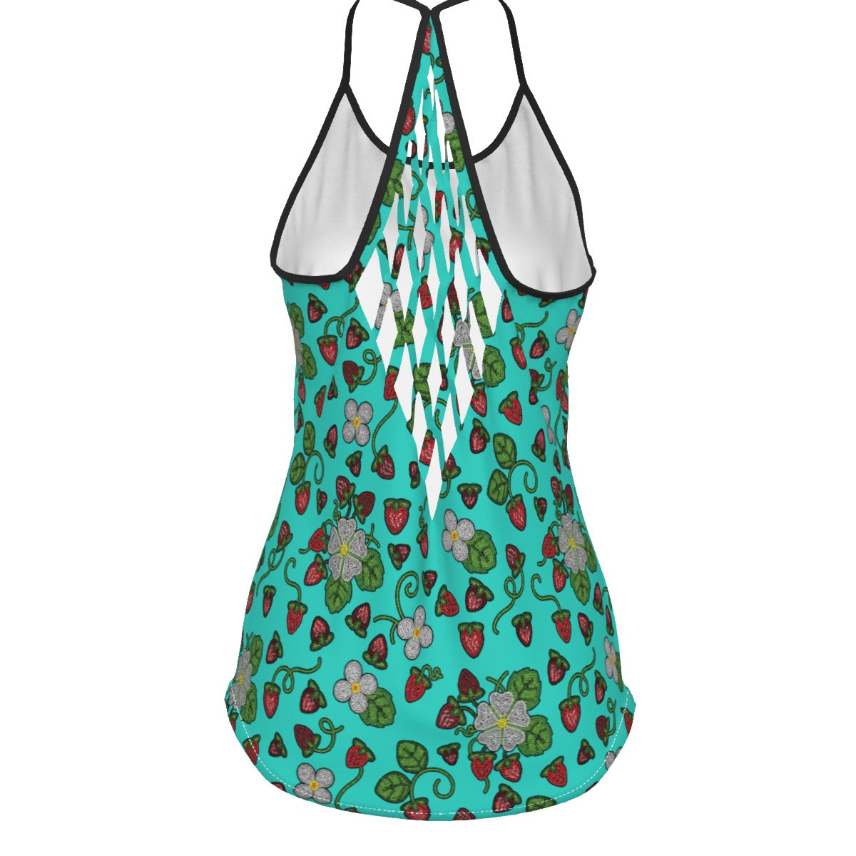 Strawberry Dreams Turquoise Criss-Cross Open Back Tank Top