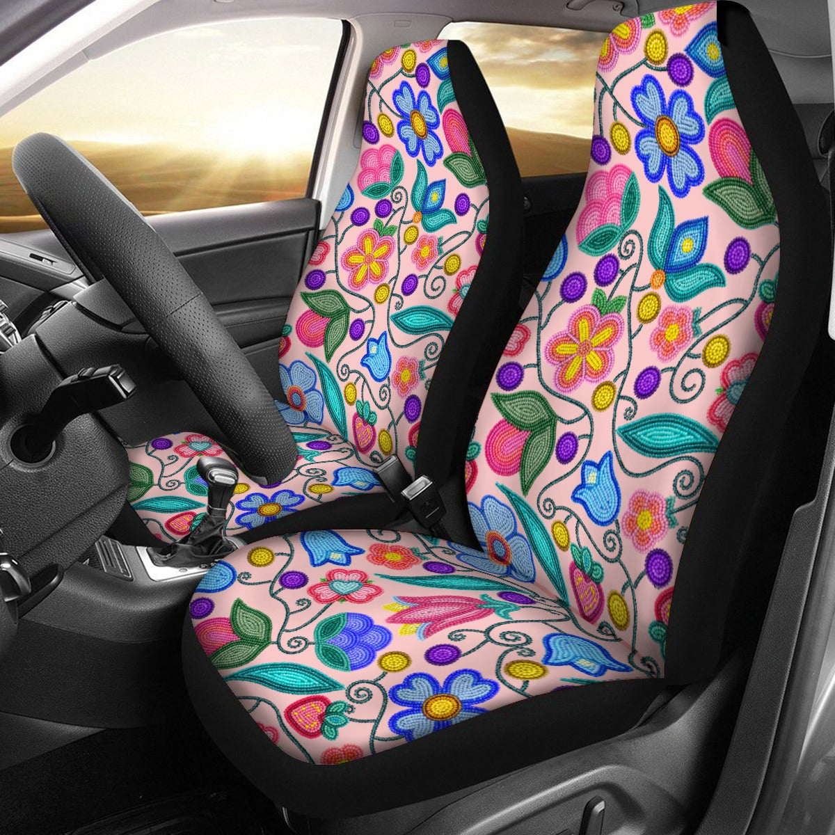Sweet Offering Pink Universal Car Seat Cover With Thickened Back
