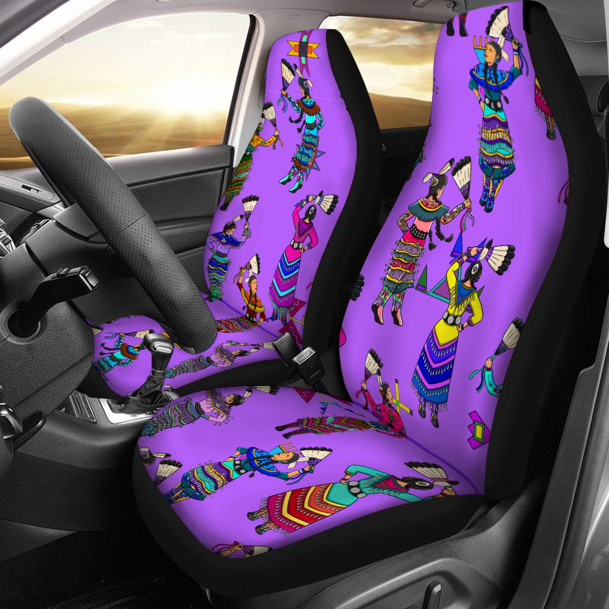 Women's Jingle Dancers Purple Universal Car Seat Cover With Thickened Back