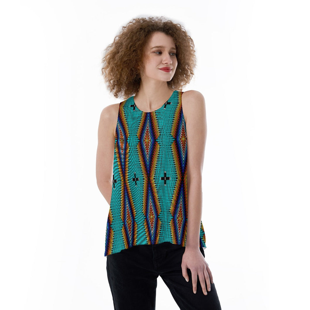 Diamond in the Bluff Turquoise Split Back Tank Top