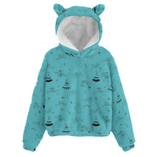 Load image into Gallery viewer, Ledger Dabbles Torquoise Kid’s Borg Fleece Hoodie With Ear
