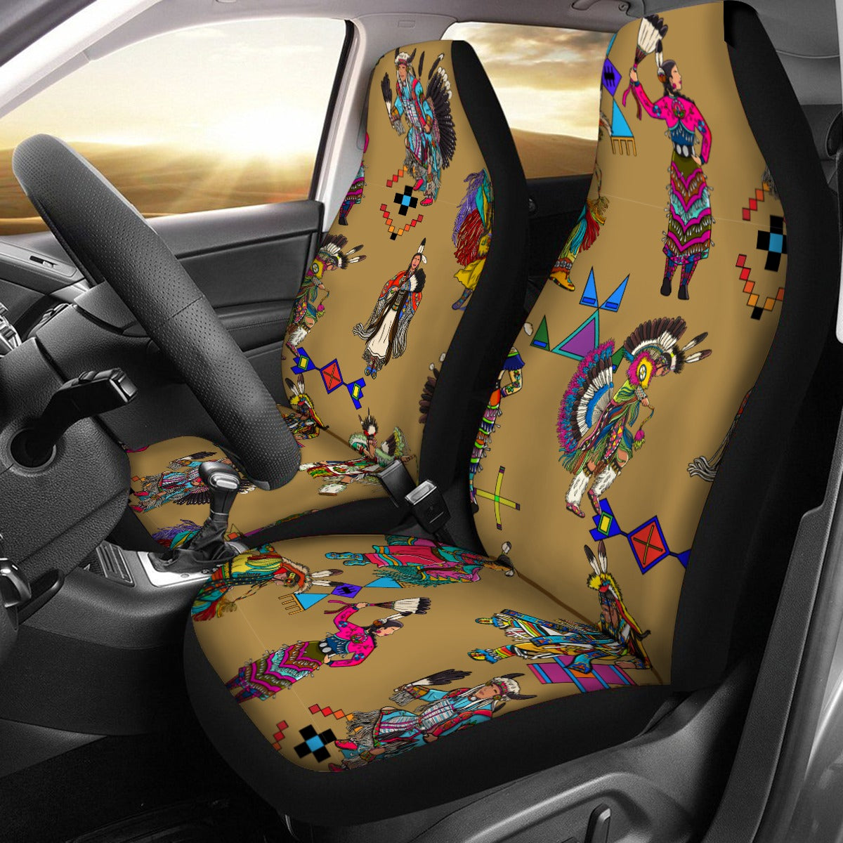 Grand Entry Dancers Earth Universal Car Seat Cover With Thickened Back