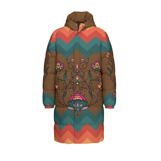 Maple Shine Ribbon Rose Unisex Long Down Jacket