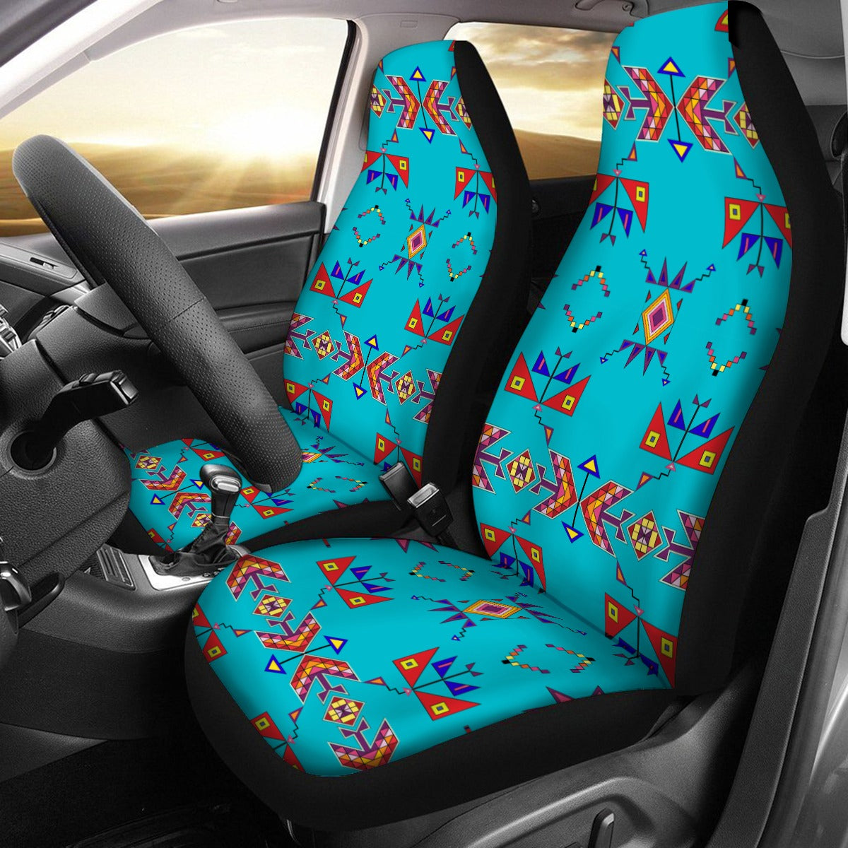 Scattered Generations Turquoise Universal Car Seat Cover With Thickened Back