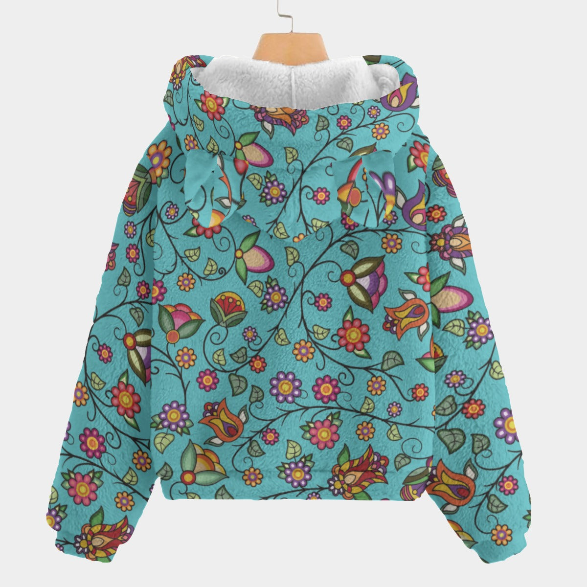 Heartbeat Petals Turquoise Youth Hoodie with Ears