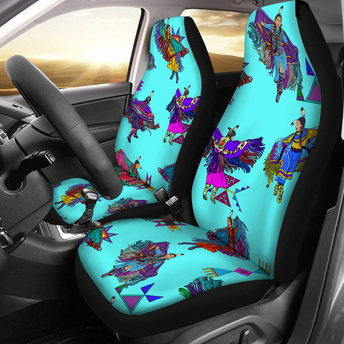 Women's Fancy Dancers Turquoise Universal Car Seat Cover With Thickened Back