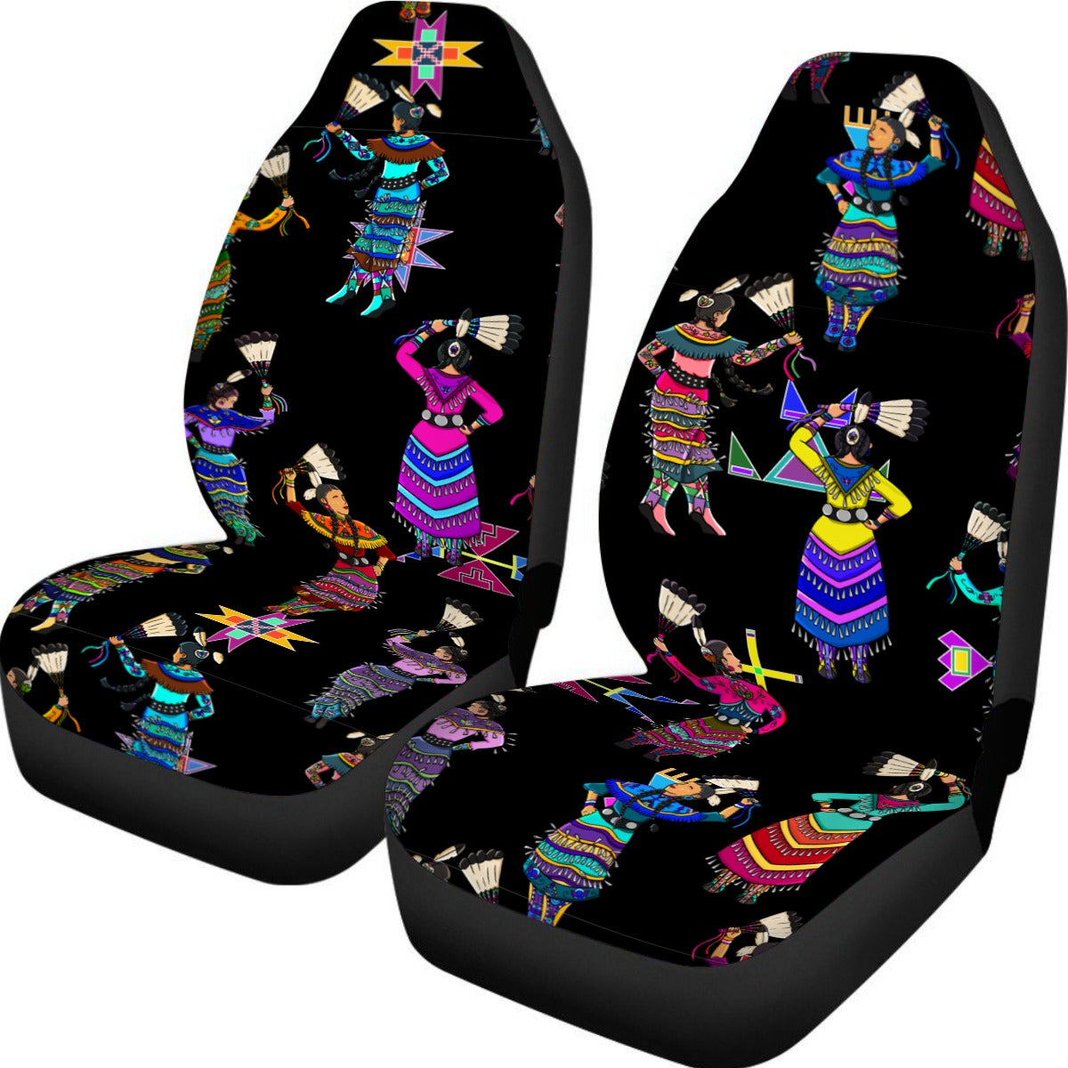 Women's Jingle Dancers Black Universal Car Seat Cover With Thickened Back