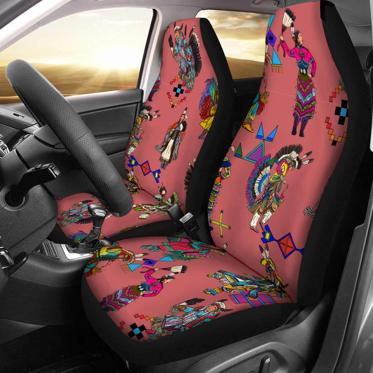 Grand Entry Dancers Terra Cotta Universal Car Seat Cover With Thickened Back