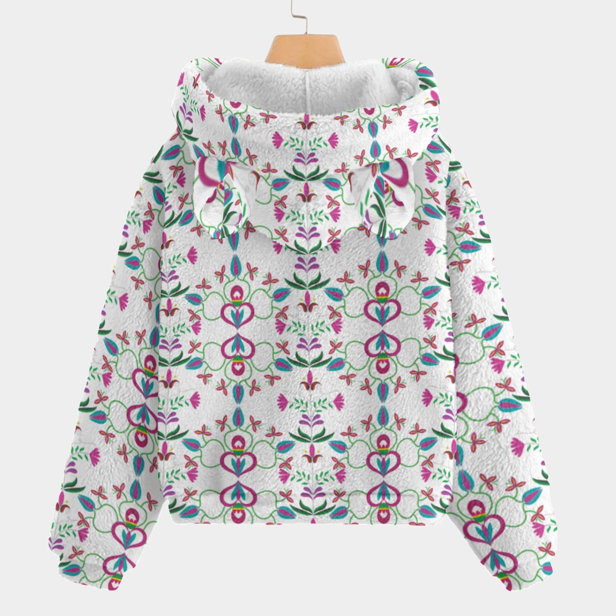Quilled Divine White Youth Hoodie With Ears