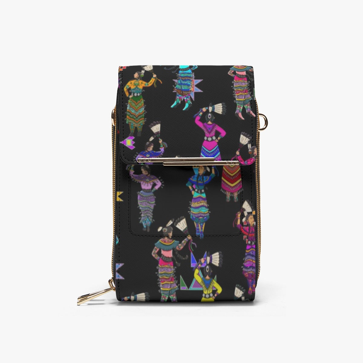 Women's Jingle Dancers Black Mobile Phone Chest Bag