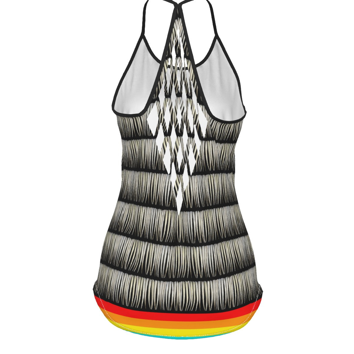 Dentalium on Black Criss-Cross Open Back Tank Top