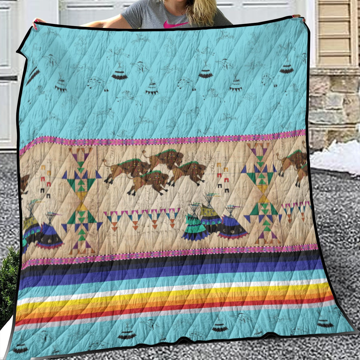 Buffalos Running Sky 2 Lightweight Quilt