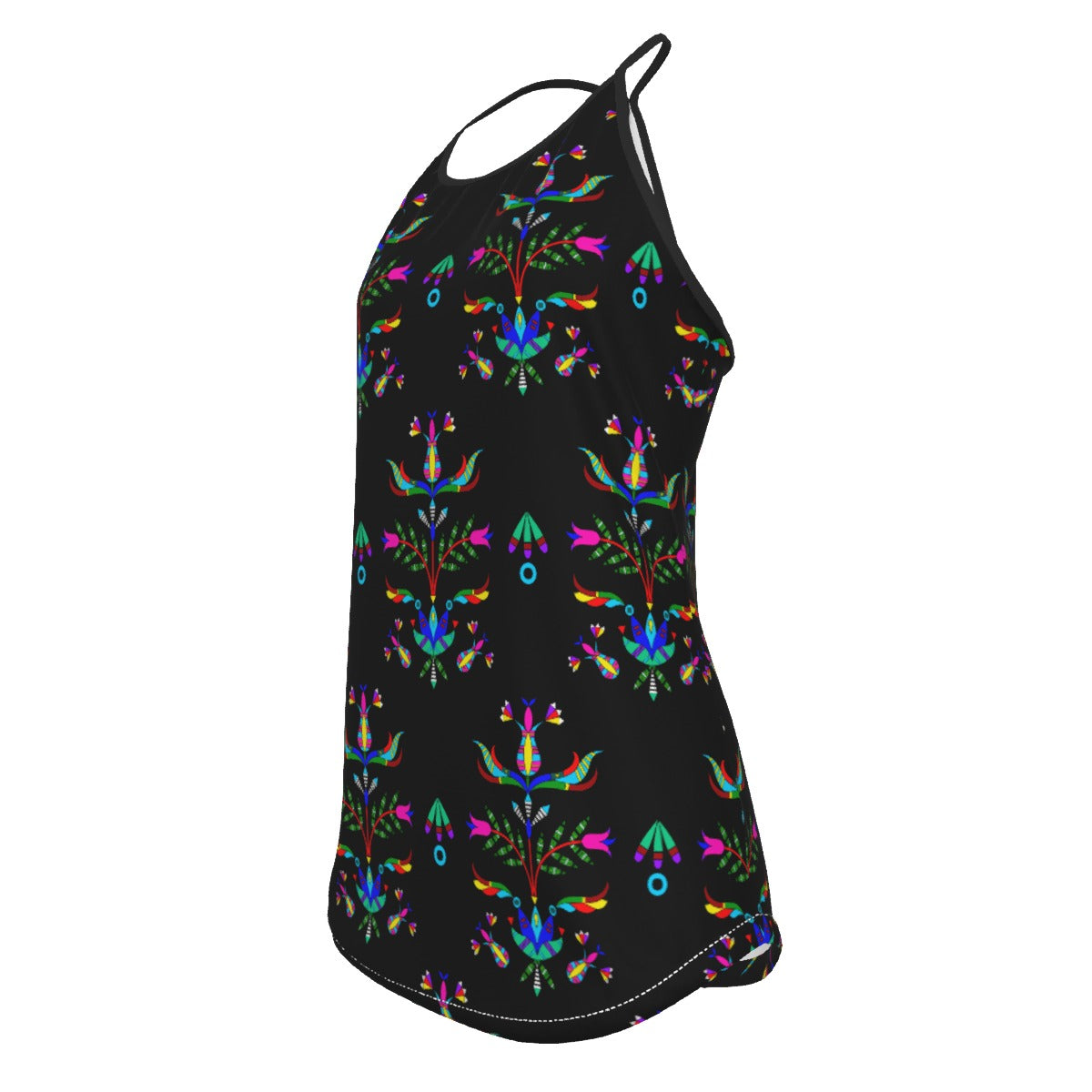 Dakota Damask Black Criss-Cross Open Back Tank Top
