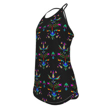 Load image into Gallery viewer, Dakota Damask Black Criss-Cross Open Back Tank Top
