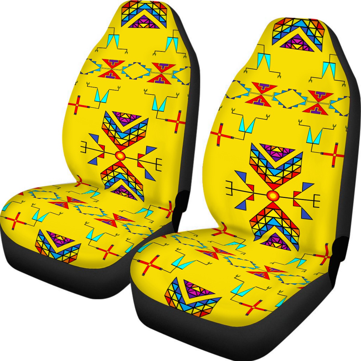 Rainy Chief Rainbow Yellow Universal Car Seat Cover With Thickened Back